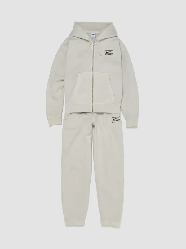 x Stüssy Washed Fleece Tracksuit in Light Bone