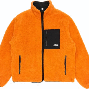 Stussy 8 Ball Sherpa Reversible Jacket – Orange 1