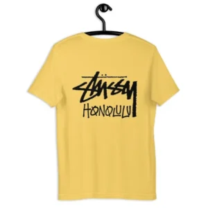 Stussy Honolulu white Unisex t shirt yellow