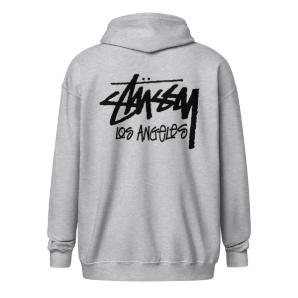 Unisex Stussy Los Angeles Zip up Hoodie grey