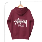 Unisex Stussy Paris Hoodie mahroon