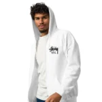 Unisex Stussy Seoul zip hoodie white
