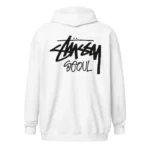 Unisex Stussy Seoul zip hoodie white